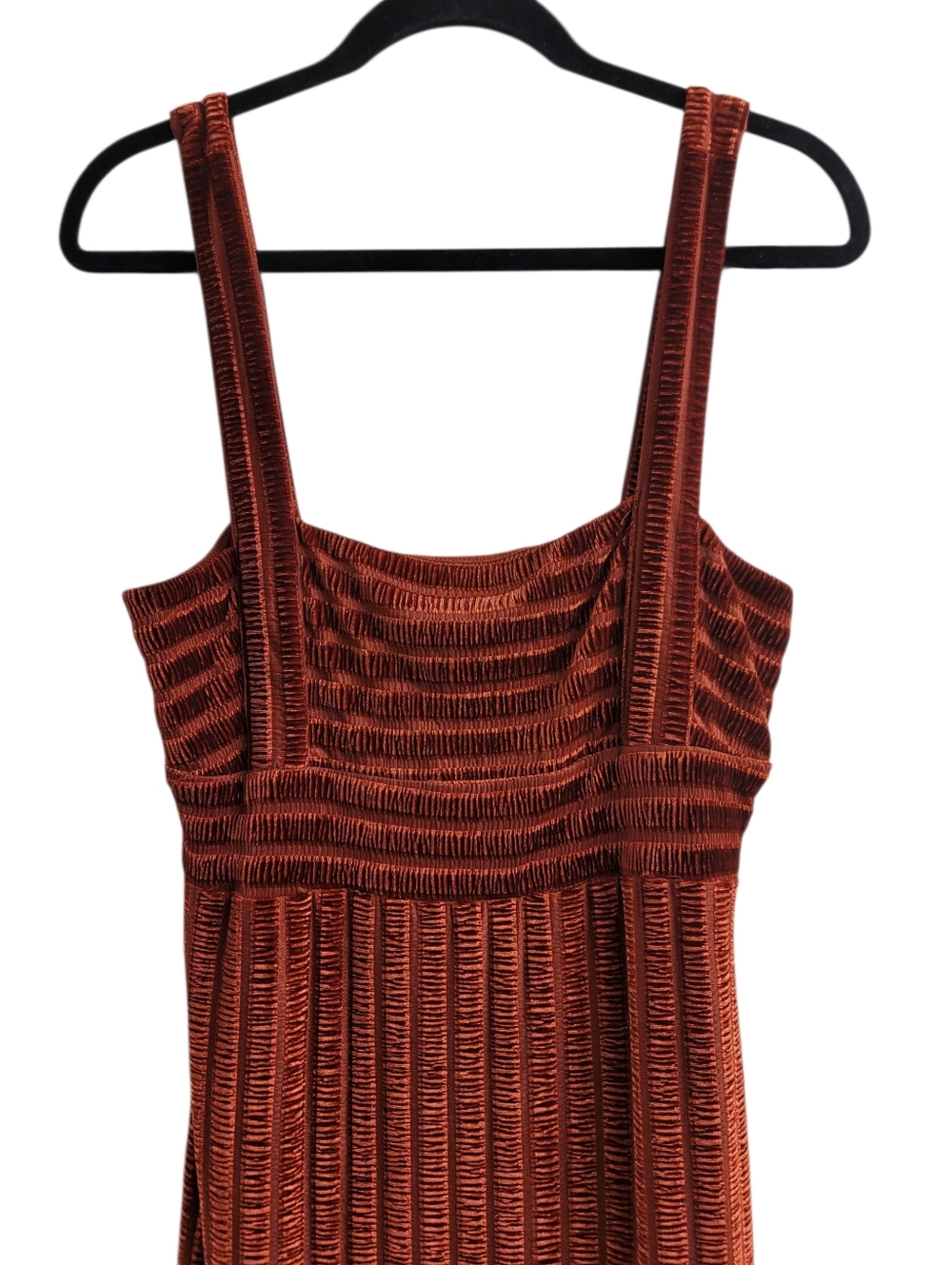 Free People Rust Velvet Maxi Knit Dress Square Neck Side Slit Medium - Picture 7 of 16